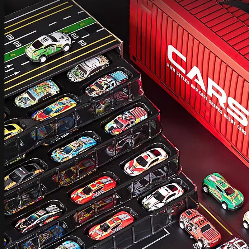 🎄 ¡PROMOCIÓN DE NAVIDAD 60% DE DESCUENTO! ✨ 48 Mini Coches de Juguete con Garaje Incorporado - Juego Interactivo con Efectos de Sonido y Pistas de Carreras para Niños 🚗