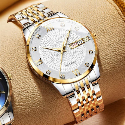 Reloj de Negocios para Hombre de Acero Inoxidable Resistente al Agua