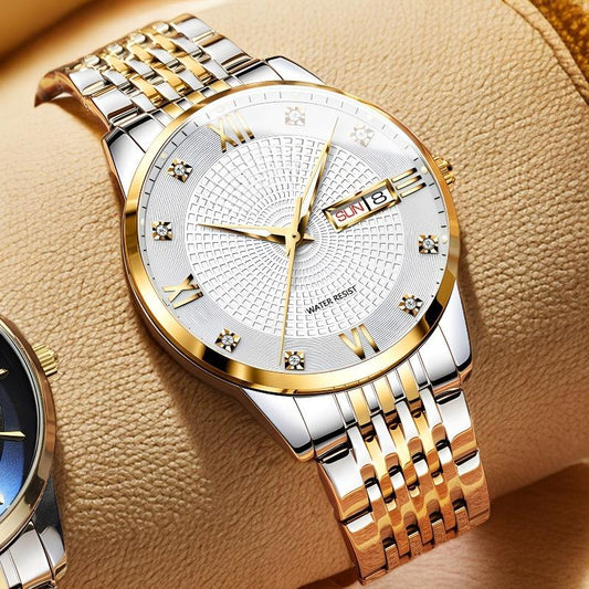 Reloj de Negocios para Hombre de Acero Inoxidable Resistente al Agua