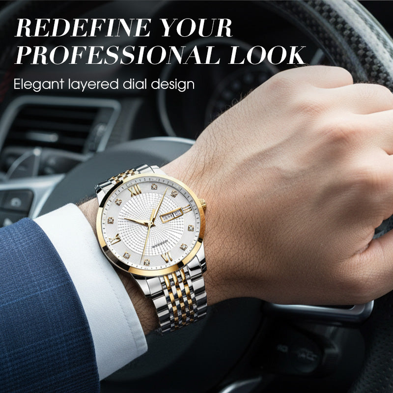 Reloj de Negocios para Hombre de Acero Inoxidable Resistente al Agua