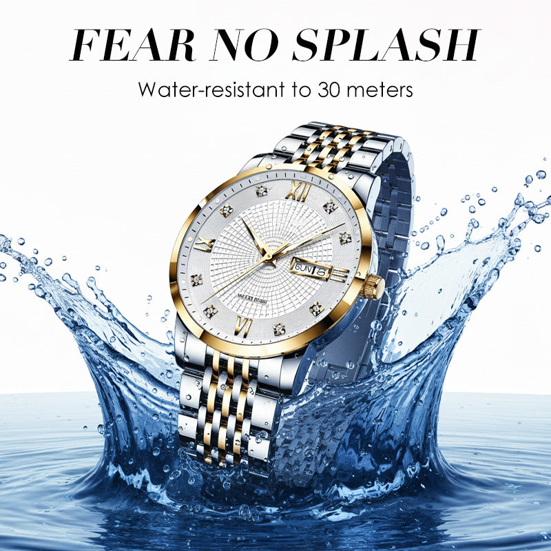 Reloj de Negocios para Hombre de Acero Inoxidable Resistente al Agua