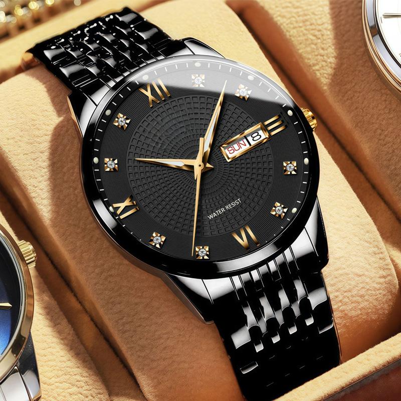 Reloj de Negocios para Hombre de Acero Inoxidable Resistente al Agua