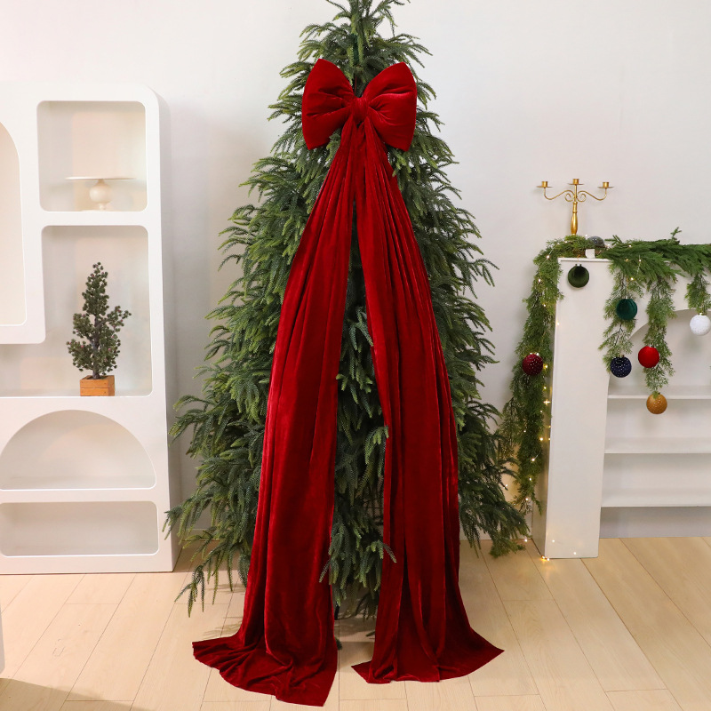 Adorno de lazo navideño con cintas largas