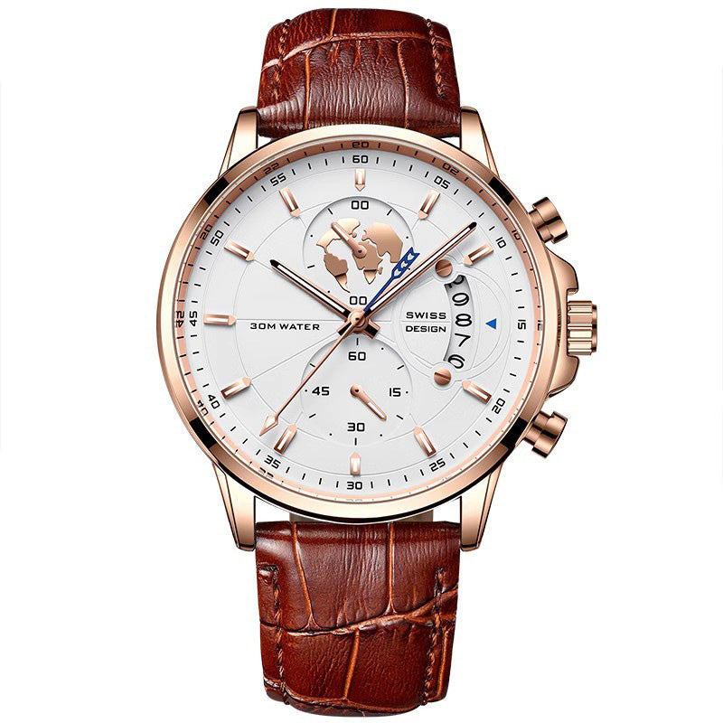 Reloj de Cuarzo Luminoso e Impermeable para Hombre