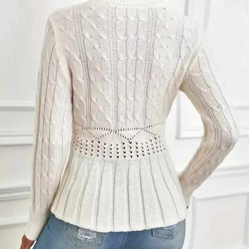 ⏳50% de descuento⏰por tiempo limitado Suéter🧶👚 peplum de cuello redondo de punto grueso para mujer