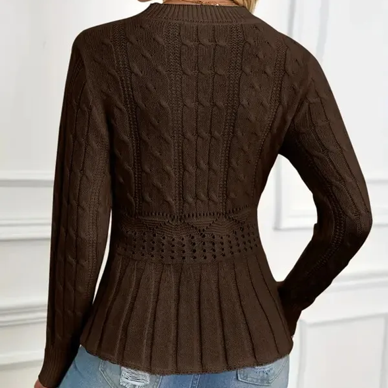 ⏳50% de descuento⏰por tiempo limitado Suéter🧶👚 peplum de cuello redondo de punto grueso para mujer