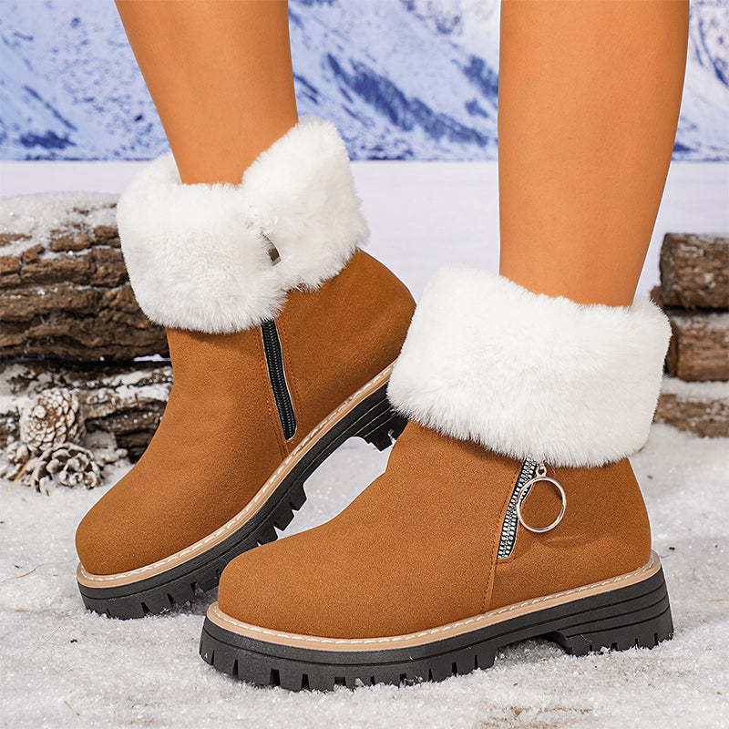 Botas de nieve para mujer con pelo sintético y cierre