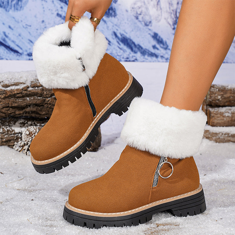 Botas de nieve para mujer con pelo sintético y cierre