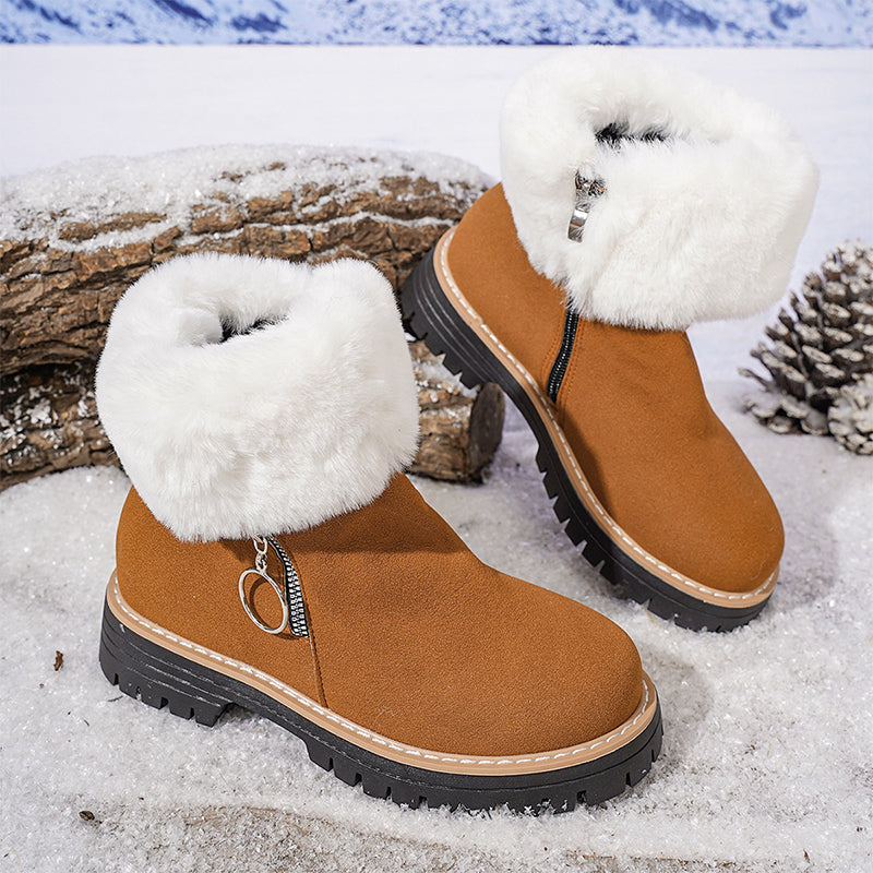Botas de nieve para mujer con pelo sintético y cierre