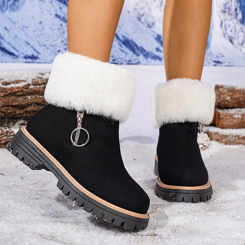 Botas de nieve para mujer con pelo sintético y cierre