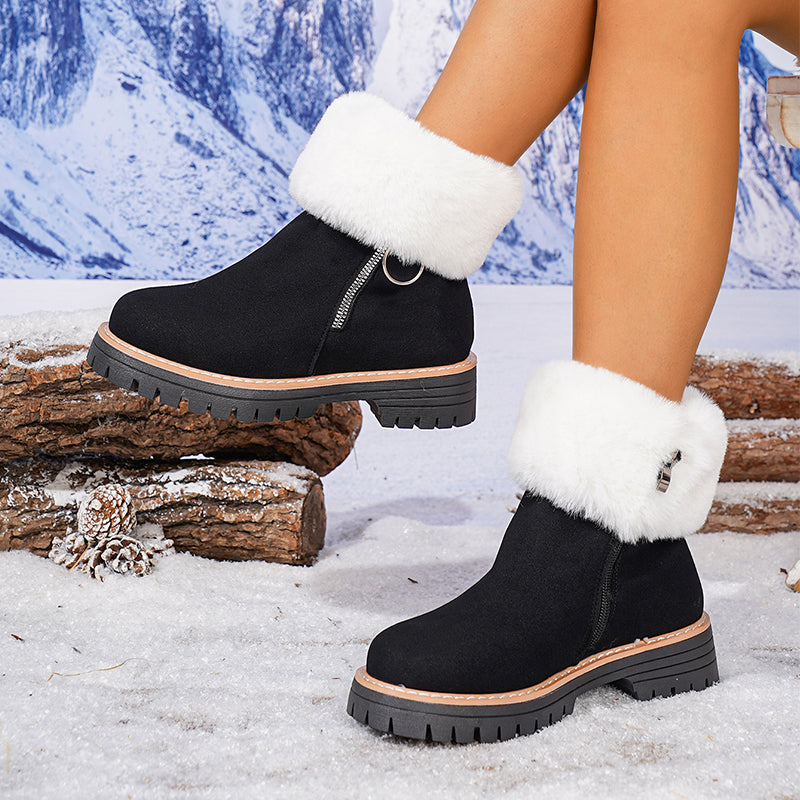 Botas de nieve para mujer con pelo sintético y cierre