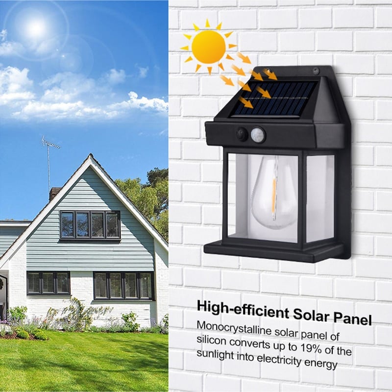 Lámpara de pared solar con sensor de movimiento y tungsteno