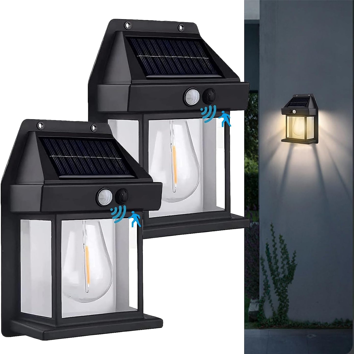 🎁Compre 2 y llévese 1 gratis⏳Lámpara de pared solar con sensor de movimiento y tungsteno