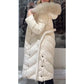 Abrigo elegante y casual de algodón para mujer con cuello de piel