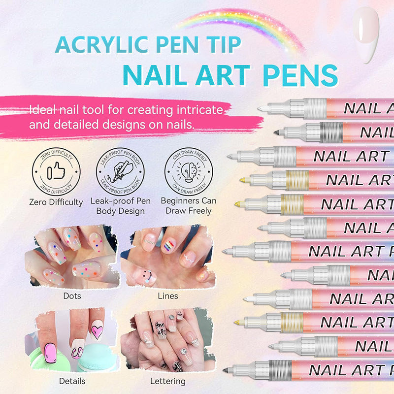 Set Profesional de 12 Lápices de Arte de Uñas