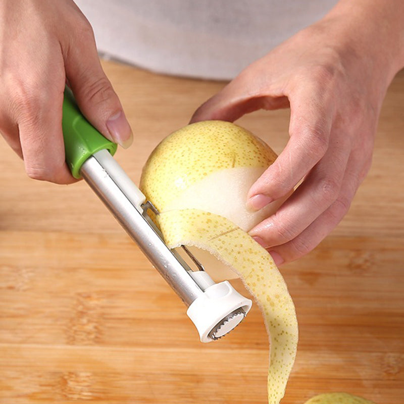 Descorazonador y pelador de fruta de acero inoxidable 2 en 1