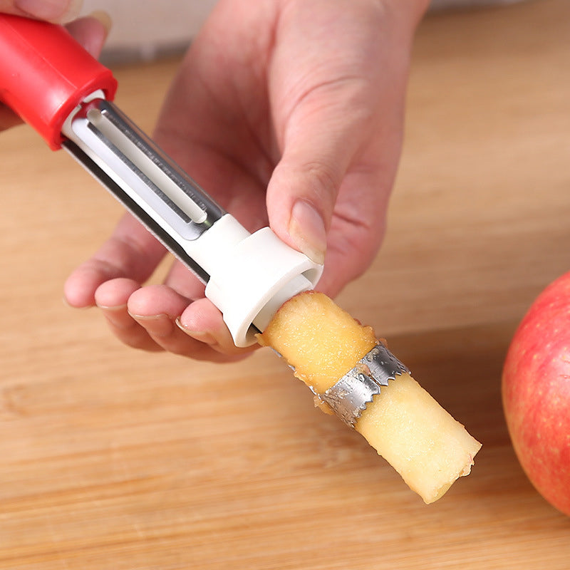 Descorazonador y pelador de fruta de acero inoxidable 2 en 1