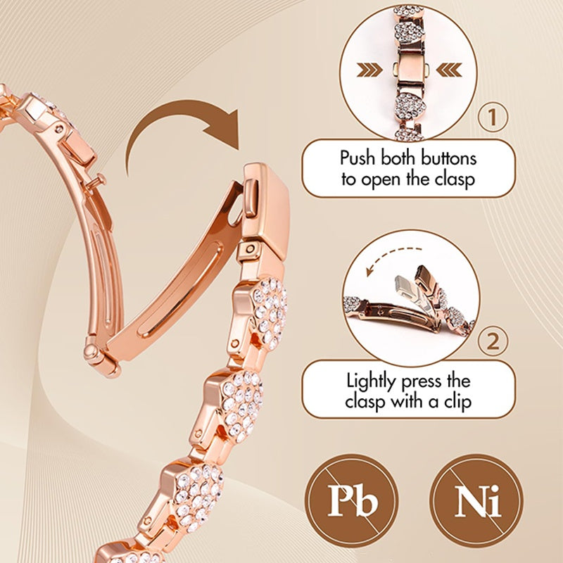 Pulsera Magnética de Cobre para Mujer con Corazones Brillantes