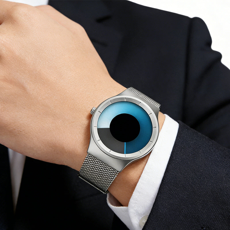 Reloj Futurista Minimalista para Hombre con Disco Giratorio