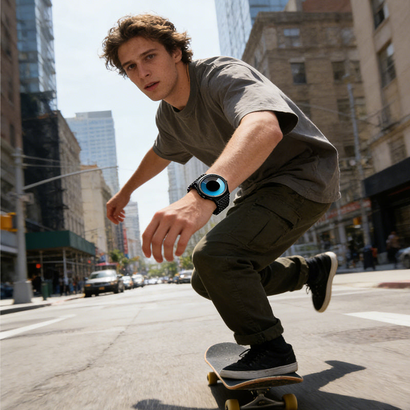 Reloj Futurista Minimalista para Hombre con Disco Giratorio