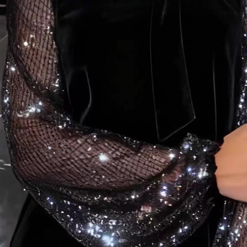 Vestido femenino de pajarita con pajarita de lentejuelas