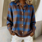 Chaqueta de camisa de cuadros abotonada para mujer
