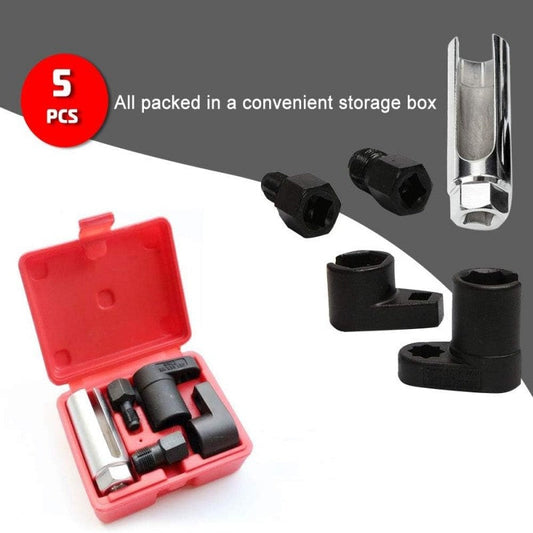 ⏳ 50% Dto. por Tiempo Limitado ⏰ Kit de 5 Piezas: Llave de Cubo Offset para Sensor O2 y Reparador de Roscas Automotriz 🚗🔧