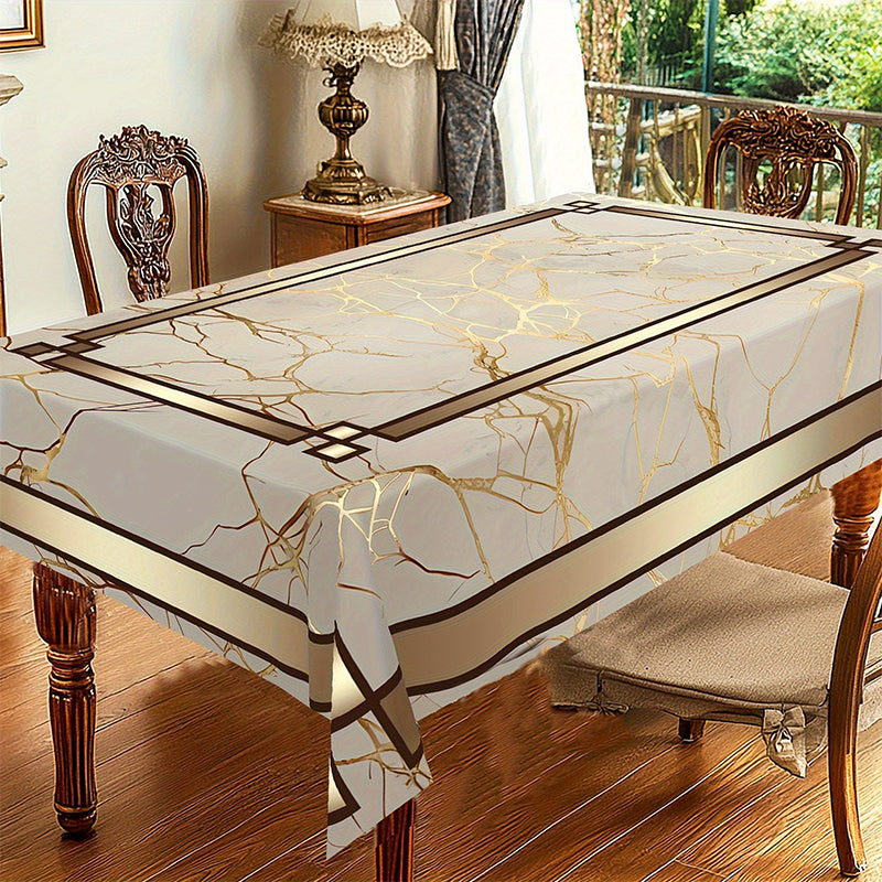 ✨ Mantel de Mesa con Diseño Marmolado y Detalles Dorados – Elegancia para Tu Hogar 🎇 | Resistente y Fácil de Limpiar