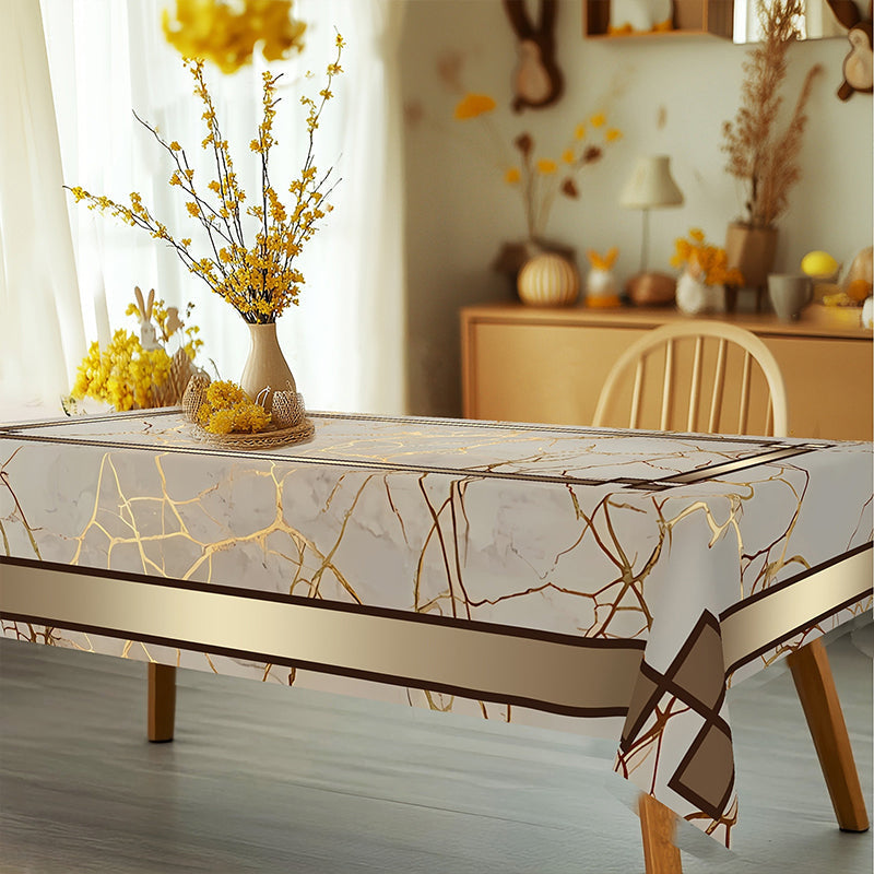 ✨ Mantel de Mesa con Diseño Marmolado y Detalles Dorados – Elegancia para Tu Hogar 🎇 | Resistente y Fácil de Limpiar