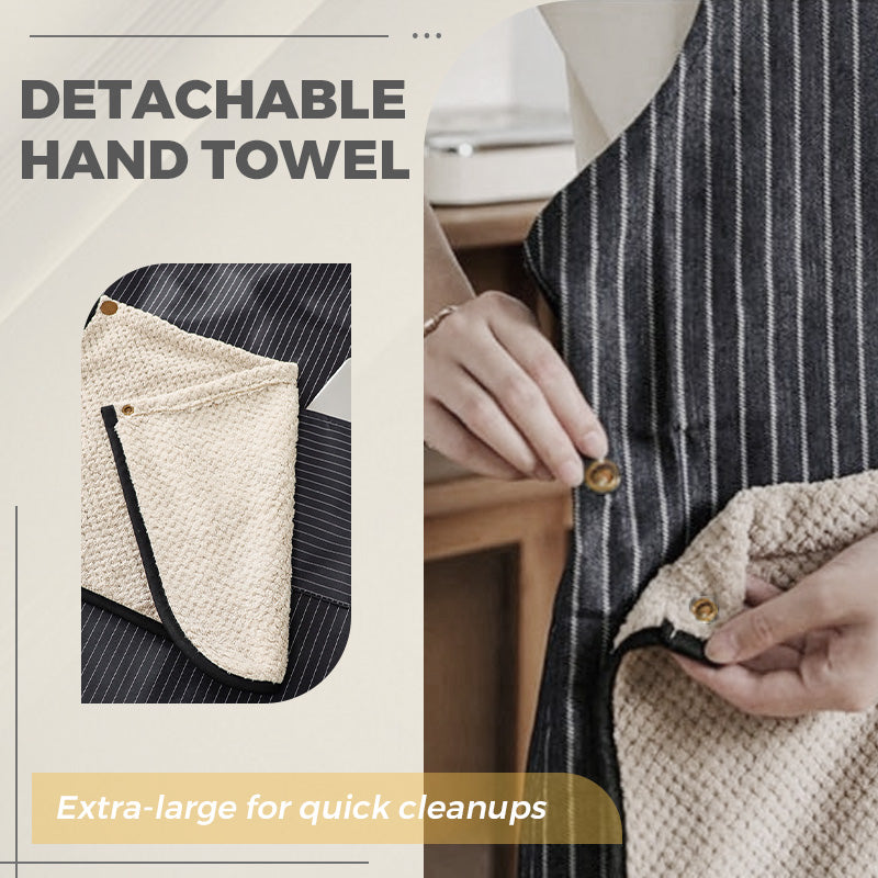 Delantal impermeable con espalda cruzada y toalla de mano desmontable