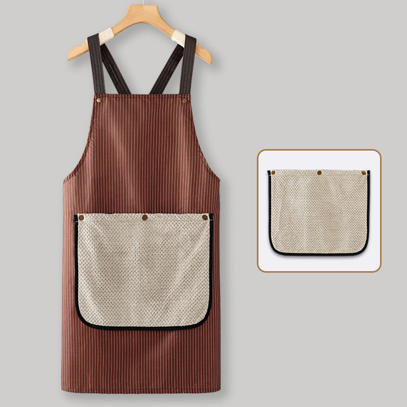 Delantal impermeable con espalda cruzada y toalla de mano desmontable