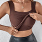 Camiseta de tirantes térmica con cuello en U y sujetador incorporado para mujer