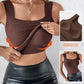 Camiseta de tirantes térmica con cuello en U y sujetador incorporado para mujer