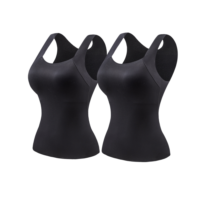 Camiseta de tirantes térmica con cuello en U y sujetador incorporado para mujer