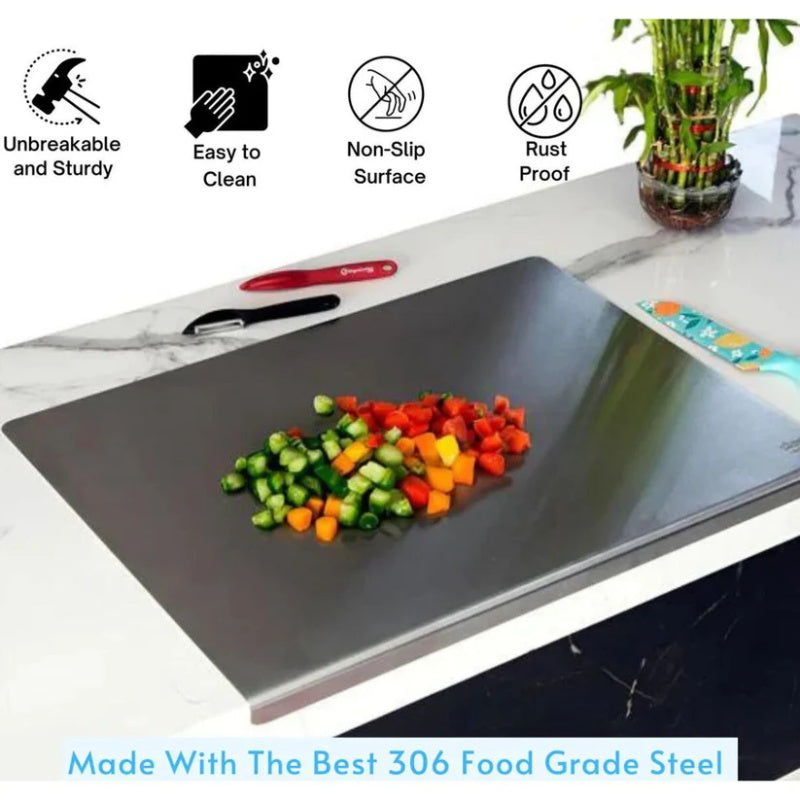 🛍️ 50% DTO – Tabla de Cortar de Acero Inoxidable 304 – Duradera, Fácil de Limpiar y Perfecta para Cocina, Repostería y Preparación de Carne 🔪