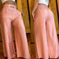 Pantalones femeninos de cintura ancha de cintura alta con acentos en cinturón