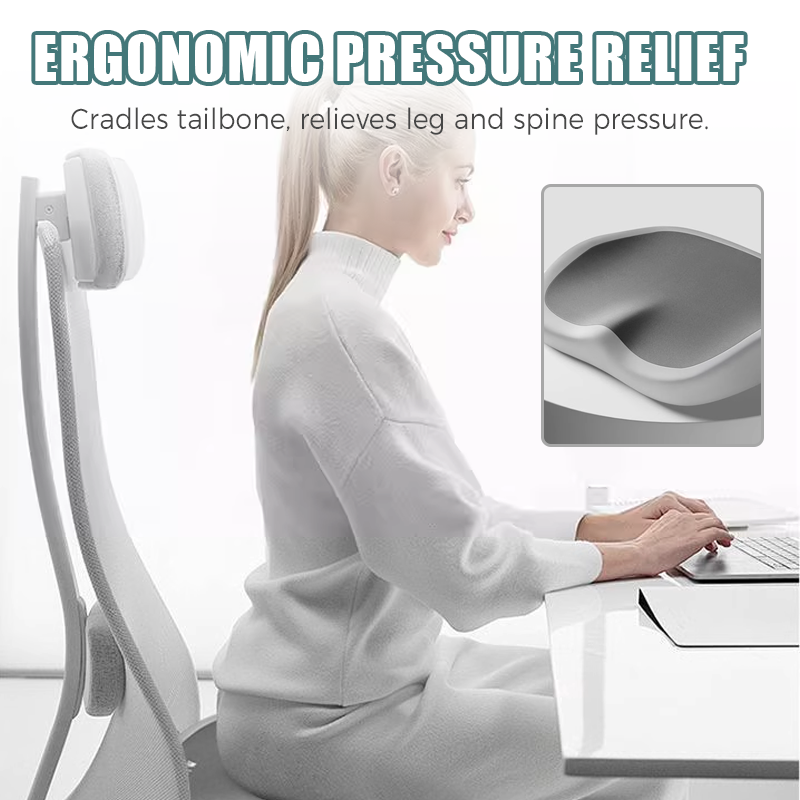 Cojín de asiento ergonómico con espuma viscoelástica para alivio del cóccix