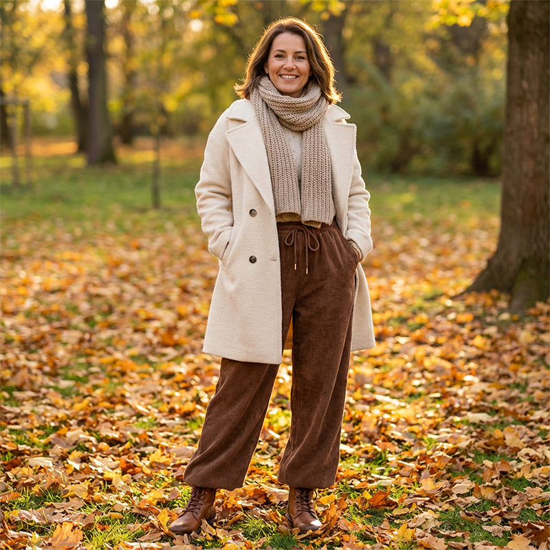 Pantalón de pana informal de corte holgado para mujer