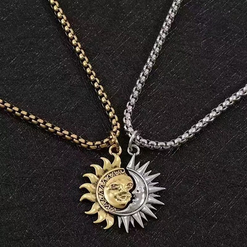 🌞🌙 Collar Pendant Set Sol y Luna Entrelazados – Símbolo de amor único para San Valentín