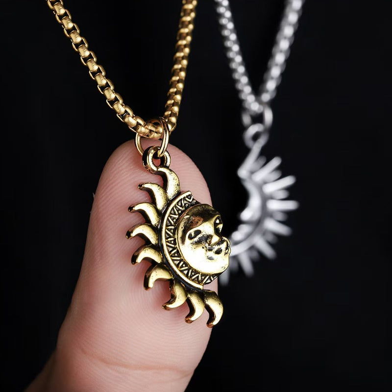 🌞🌙 Collar Pendant Set Sol y Luna Entrelazados – Símbolo de amor único para San Valentín