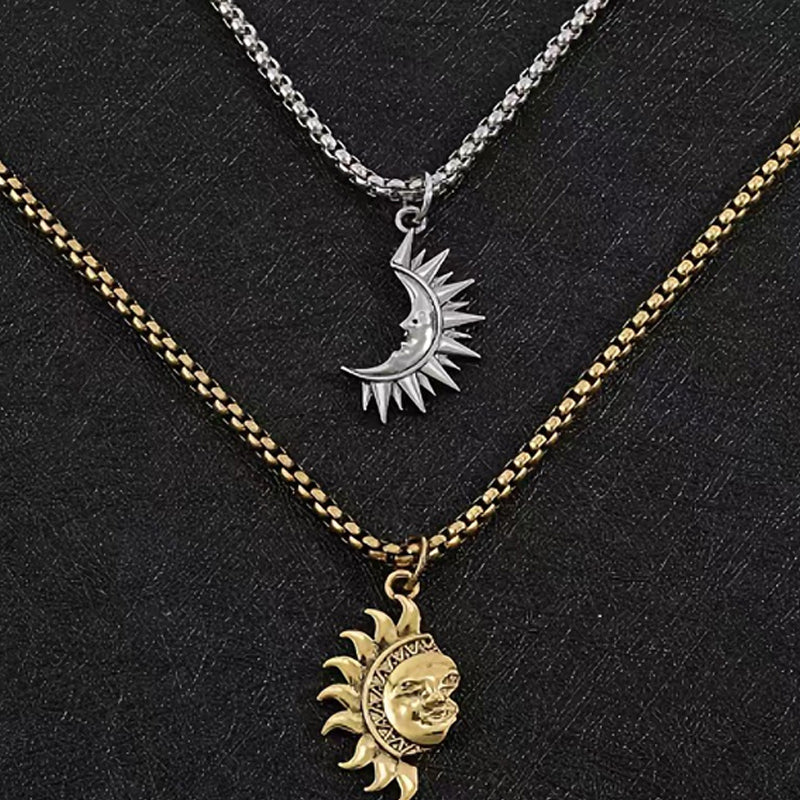🌞🌙 Collar Pendant Set Sol y Luna Entrelazados – Símbolo de amor único para San Valentín