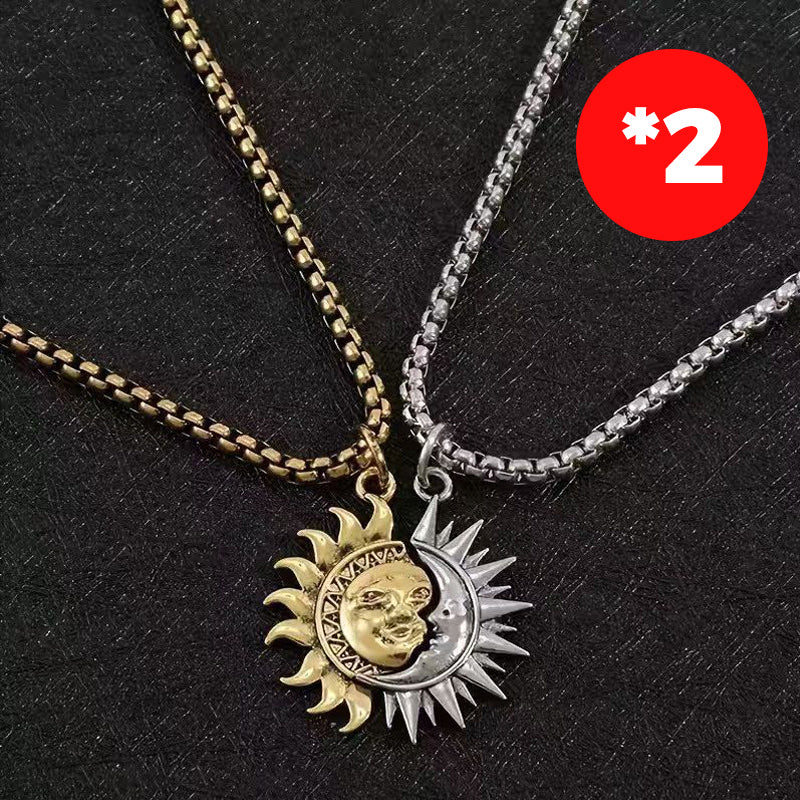 🌞🌙 Collar Pendant Set Sol y Luna Entrelazados – Símbolo de amor único para San Valentín