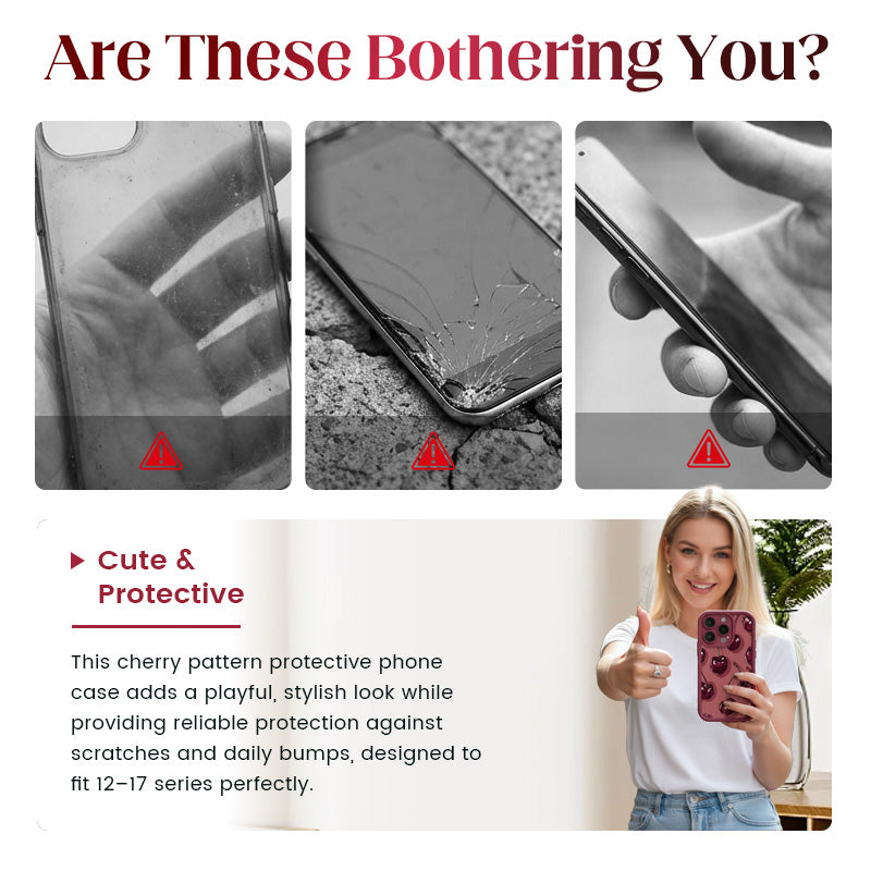 🍒Funda Protectora con Estampado de Cerezas para Series 12-17
