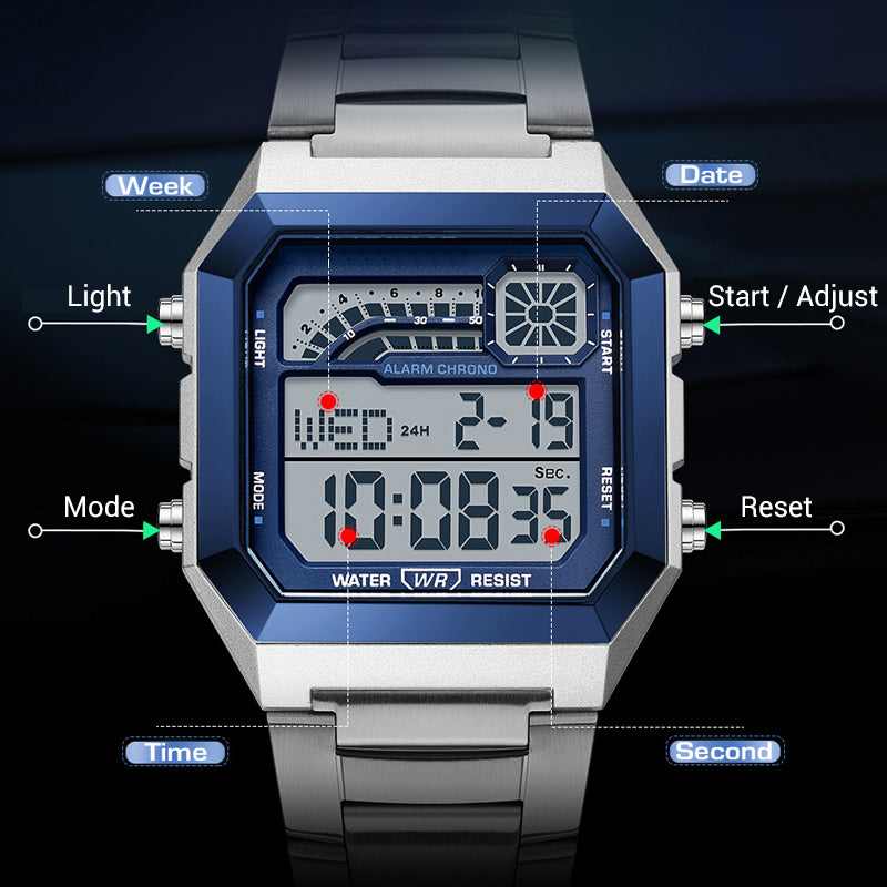 🎉 Oferta 2026 — ¡Más de 35,000 Vendidos! ⏰ Reloj Digital Unisex – Pantalla Cuadrada y Luz de Fondo Luminosa 🌙