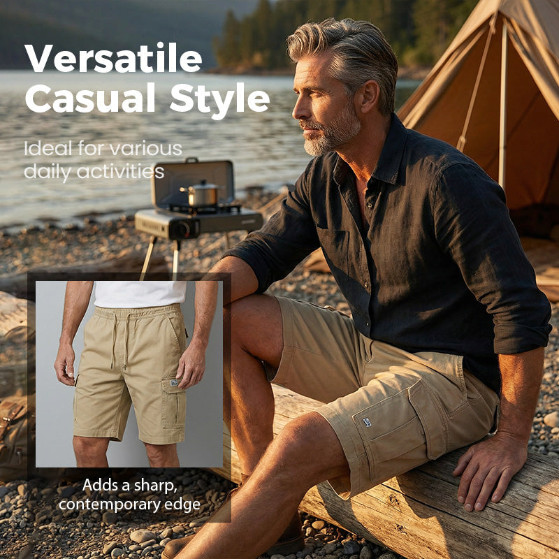 💖🩳 Shorts Cargo Casuales para Hombre con Cintura de Cordón – Multibolsillos, Ligeros y Transpirables