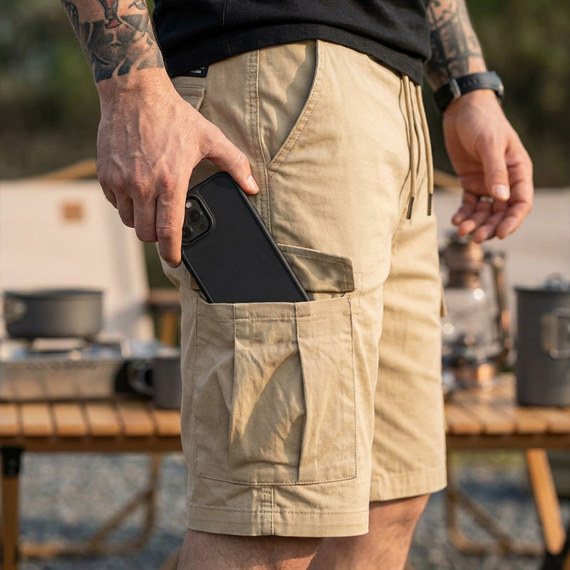 💖🩳 Shorts Cargo Casuales para Hombre con Cintura de Cordón – Multibolsillos, Ligeros y Transpirables