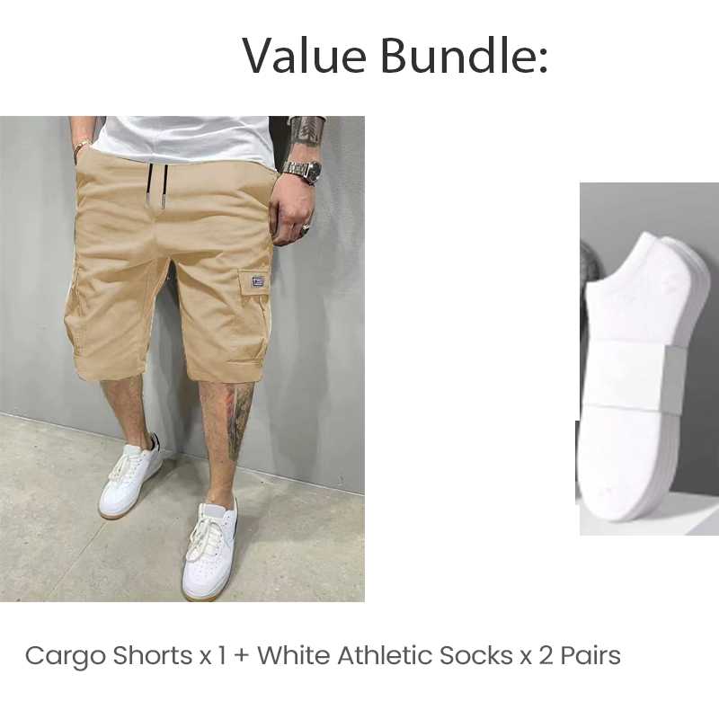 💖🩳 Shorts Cargo Casuales para Hombre con Cintura de Cordón – Multibolsillos, Ligeros y Transpirables