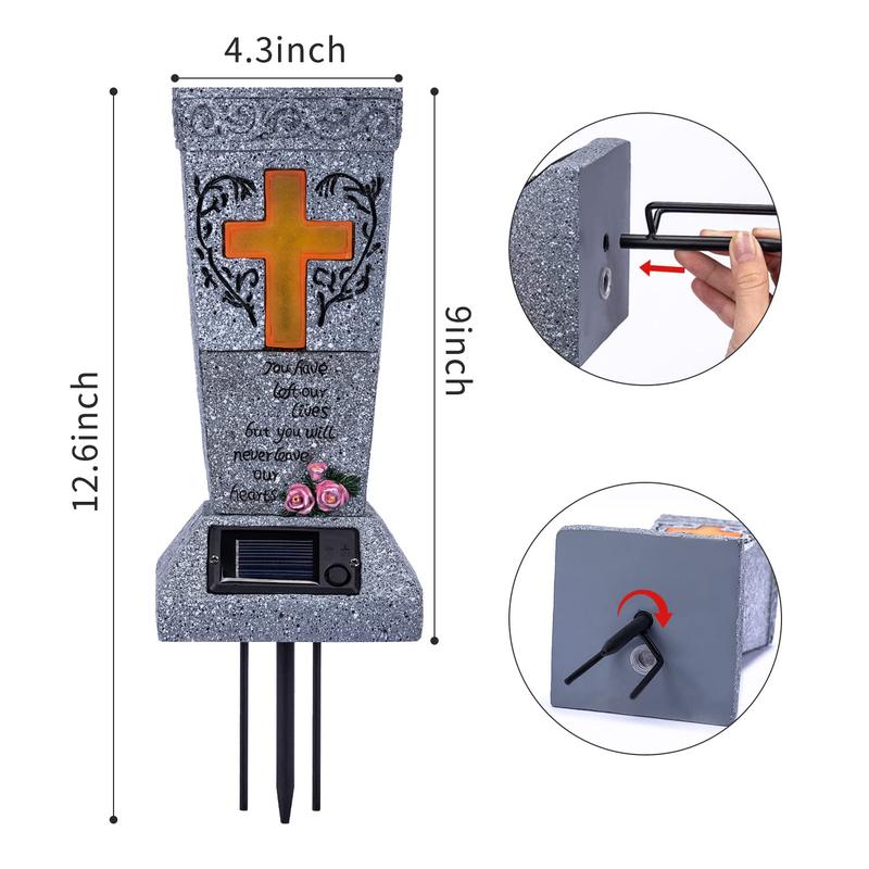 🔥🎁¡Novedad 50% DE DESCUENTO!💥 Jarrón Solar LED para Tumbas con Estaca – Soporte Floral Conmemorativo