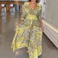 Vestido largo elegante con cordón floral para mujer