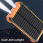 🔥Batería externa portátil de 10 000 mAh con energía solar, cargador solar con dos linternas LED, batería externa para viajes y acampadas.